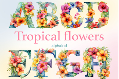 Tropical Flowers Alphabet | Summer Wedding Invitation