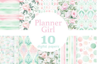 Planner Girl Digital Papers | Pastel Color Pattern Bundle