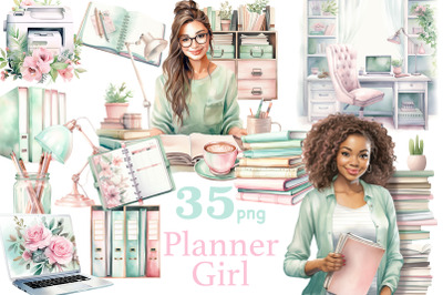 Planner Girl Clipart | Boss Babe Illustration Bundle