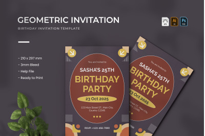 Modern Geometric - Birthday Invitation
