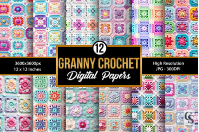 Pastel Square Granny Crochet Seamless Patterns