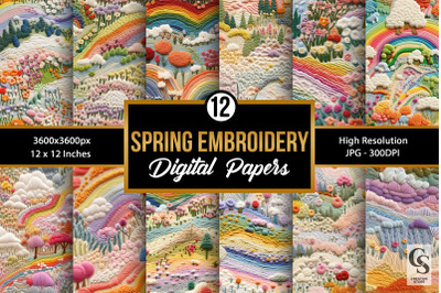 Spring Embroidery Seamless Patterns