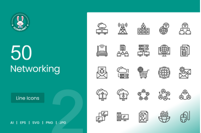50 Networking Line Icons