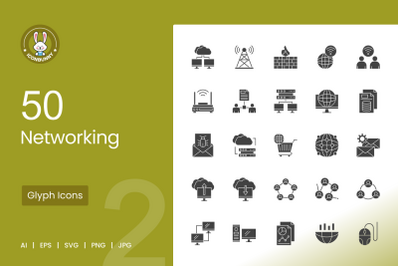 50 Networking Glyph Icons