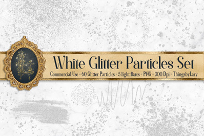65 White Glitter Particles Set PNG Overlay Images