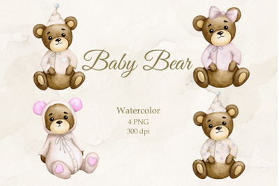 Baby bear. Watercolor collection PNG