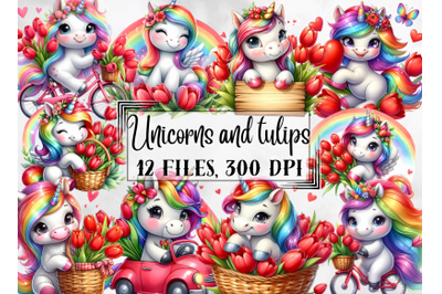 Unicorns clipart&2C; cute rainbows unicorns