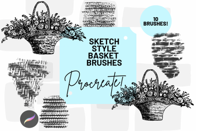 Procreate Basket Sketch Style  Texture Brushes X 10