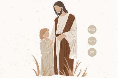 Jesus with a child SVG, Jesus Portrait Svg