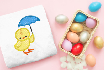 Spring Chick with Umbrella | Applique Embroidery