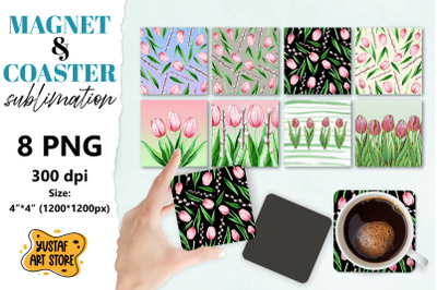Spring magnet sublimation/Spring coaster sublimation tulips