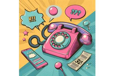 Telephone pop art cartoon