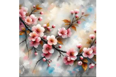 Oil painting - sakura branch