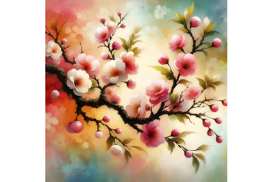 Oil painting - sakura branch