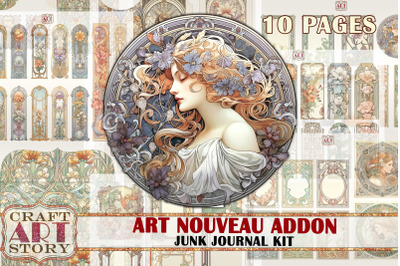 Art Nouveau Junk Journal Pages ADDON,Elegance 1900s