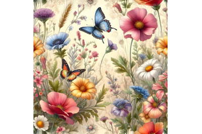 butterflies Floral pattern