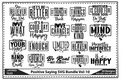 Positive Saying SVG Bundle Vol-10