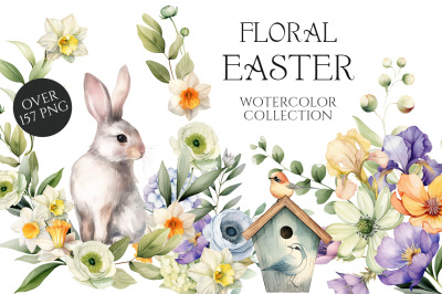 Floral Easter Watercolor illustrations
