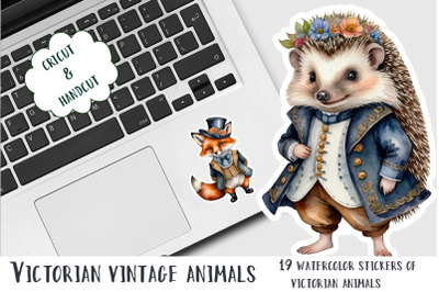 Victorian animals vintage clipart, cute stickers.