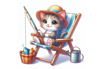 Kitten sitting in a lawn chair