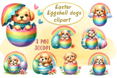Easter eggshell dogs Peeking Sublimation| animal clipart