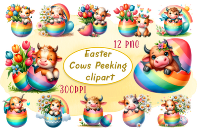 Easter eggshell cows Peeking Sublimation