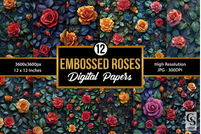 Embossed 3D Roses Seamless Patterns