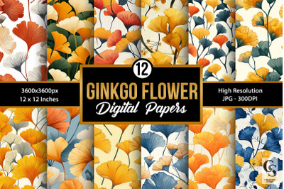 Ginkgo Flowers Seamless Patterns