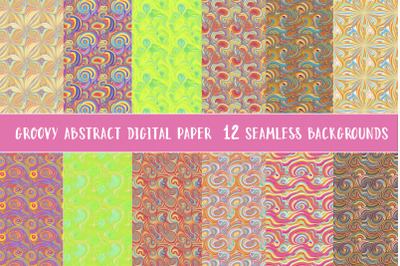 Psychedelic Groovy seamless patterns, fluid pattern