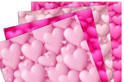 Pastel Pink Hearts Bokeh seamless patterns