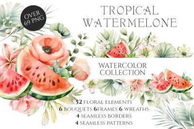 Watercolor Tropical Watermelons