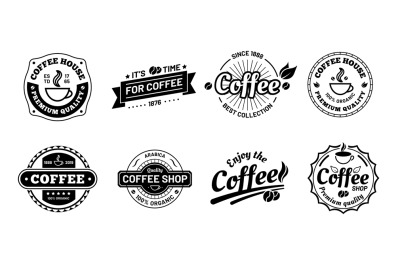 Coffee badges. Cafe logo stamp sticker. Vector of coffee