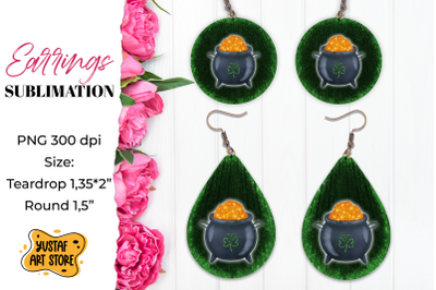 Patrick&#039;s Day Earrings Sublimation. teardrop and round