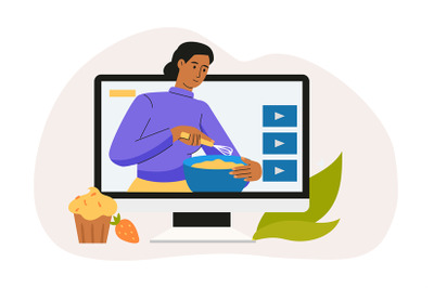 Video bloggers. Cooking education video tutorial education illustratio