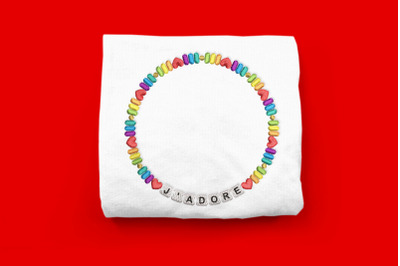 J&#039;Adore Letter Beaded Bracelet with Hearts | Embroidery