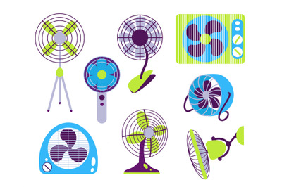 Electric fans. Air circulation climate equipment. Different types of c