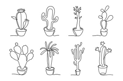 Hand drawn Mexican cacti, home decor plants