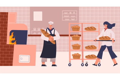 2401 m01 S ST Professional bakers characters cooking, baking bread and