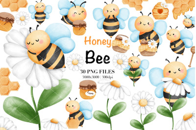 Watercolor Honey Bee Clipart
