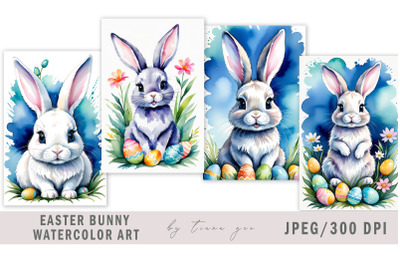 Cute watercolor Easter bunny illustration for prints- 4 Jpeg