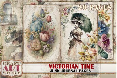 Victorian time Junk Journal Kit,Vintage Collage Sheets