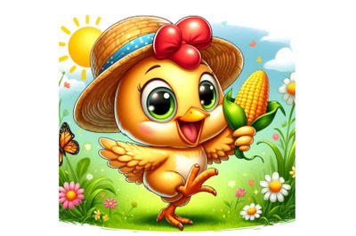 Funny cartoon chicken