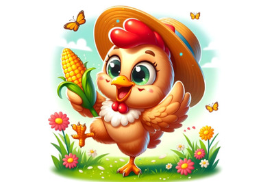 Funny cartoon chicken