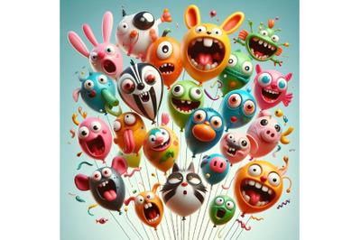 Funny colorful flying balloons