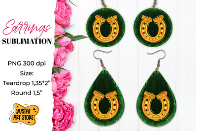 Patrick&#039;s Day Earrings Sublimation. teardrop and round