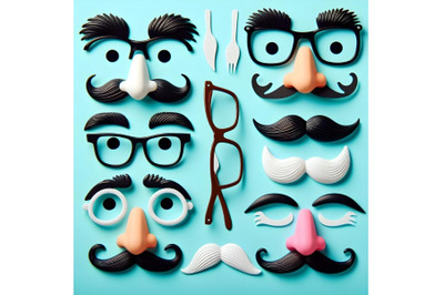 A set of funny face masks