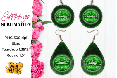 Patrick&#039;s Day Earrings Sublimation. teardrop and round