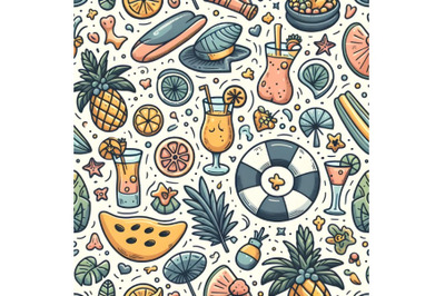 Summer beach or swimming pool seamless pattern