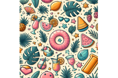 Summer beach or swimming pool seamless pattern