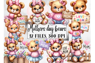 Mothers day clipart, teddy bears clipart